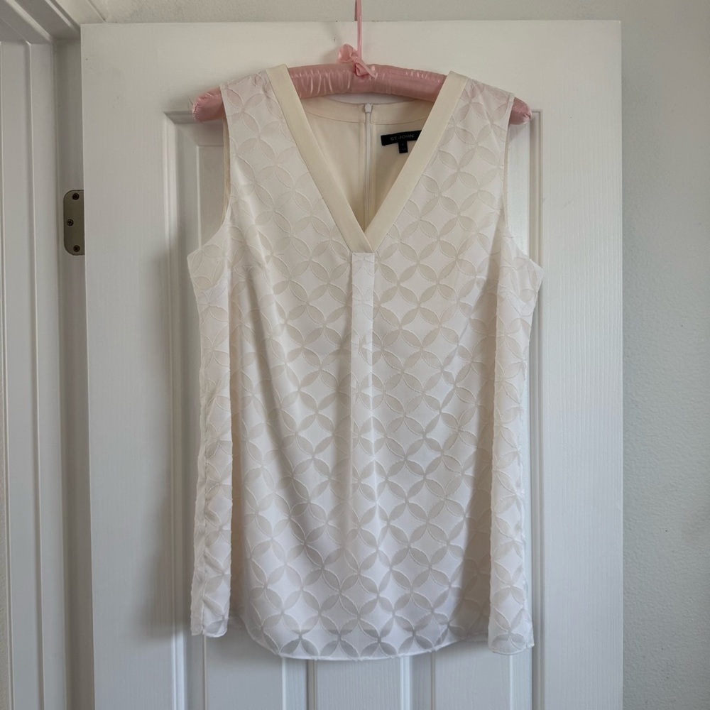 ST. JOHN Silk Blend Blouse Top Size L - Picture 5 of 10